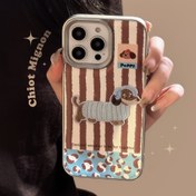 Resim 16/16 pro max/15/15 pro/15 pro max/15/16 pro için uygun, Eğlenceli Elektro Kaplama Gümüş Mavi Leopar Kulaklıklı Nakışlı Köpek Stickerlı Cep Telefonu Kılıfı 