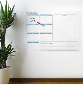 Resim Büro Ev Dekoru İçin 100x60cm Haftalık Çalışma Planlayıcı Manyetik Duvar Stickerı Takvimi 