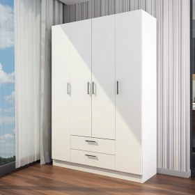 Resim Tdesigno Sena 4 Kapaklı 2 Çekmeceli Gardırop - Beyaz 