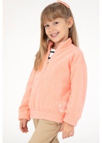 Resim U.S. Polo Assn. Kız Çocuk Somon Yarım Fermuarlı Polar Sweatshirt 50298983-VR047 