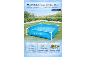 Resim Mini Prefabrik Havuz 122X122X30 cm | Dayanıklı Çerçeveli Pratik Kurulum Balkon Bahçe Havuzu 