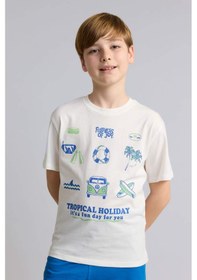 Resim Defacto Baskılı Kısa Kollu Üst Şort Alt 2li Pijama Takımı Erkek Çocuk H8197a826hser105 Ekru-er105 