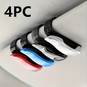 Resim 4'lü Evrensel Çok Fonksiyonlu Araba Güneşlik Klips Seti, ABS Malzemeden Gözlük Tutucu ve Kart Saklama Kutusu, Güneşlik Saklama için Kullanılır - Araba ve Ev Kullanımı için Çok Uygun! 