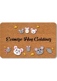 Resim Dijital Baskılı Kapı Önü Paspas Hoşgeldiniz Çok Amaçlı Iç Ve Dış Kapı Paspası Beyaz 