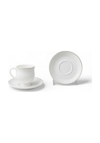 Resim Özlife Duru Ayaklı Porselen Yaldızlı Kahve Fincanı Seti Takımı 6 Kişilik 9021 Beyaz 