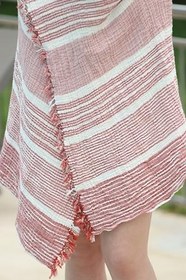 Resim 4 Kat Müslin Peştamal 90x170 Cm%100 Pamuk Peştemal Çizgili Banyo Plaj (Kırmızı) 