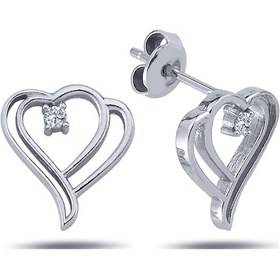 Resim Lova Tek Taşlı Pırlanta Çifte Kalp Küpe - 3040037 