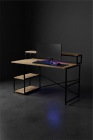 Resim PLUSKIT 2 Raflı Metal Oyuncu Bilgisayar Masası 