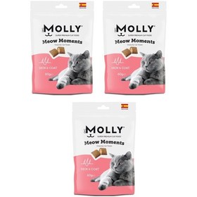Resim Molly Meow Moments Skin & Coat Deri Ve Tüy Bakımı Kedi Ödül Maması 60 G X 3 Adet 