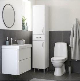 Resim Dekorister Selin 2 Kapak 1 Çekmeceli Banyo Boy Dolabı Beyaz 