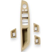 Resim Bmw 5 Seri F10 11-16 Cam Düğme Yuva Çerçeve Seti Kromlu Bej Krem 