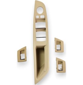 Resim Bmw 5 Seri F10 11-16 Cam Düğme Yuva Çerçeve Seti Kromlu Bej Krem 