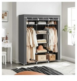 Resim Bez Dolap Xxl İki Askılıklı Ortadan Raflı Dolap Hugo Gri Gardırop Gri 