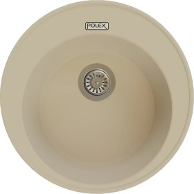 Resim POLEX Cristalüx Granit Evye P-06 Bej Tezgah Altı Ve Tezgah Üstü Oval Mutfak Evyesi 51,5x51,5cm 