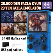 Resim Cosmostech R36S Retro El Konsolu – 3.5” 4K IPS Ekran, 20.000+ Oyun, 23 Emülatör, 64GB Hafıza Kartı, HDMI & Wi-Fi Destekli- Mavi 