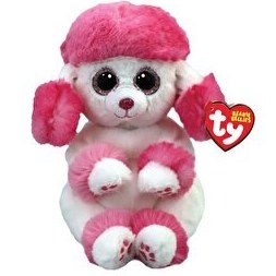 Resim Ty Beanie Bellies Heartly Pink & White Poodle 20 Cm 