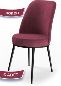 Resim Canisa Concept Dexa Serisi 6 Adet Bordo Sandalye Siyah Ayaklı 
