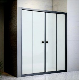 Resim Durul Duşakabin Ön Cephe 4mm Siyah Buzlu Yükseklik 180 cm - 156 cm 