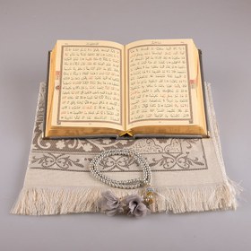 Resim Asetat Kutulu Gri Kadife Kuran-ı Kerim Seti 