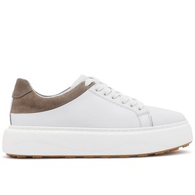 Resim Derimod Erkek Beyaz Bağcıklı Kalın Tabanlı Deri Sneaker 25SFD641618 