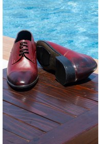 Resim Bordo Oxford Model +7cm Boy Uzatan Gizli Topuk Erkek Ayakkabı 