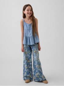 Resim GAP Kız Çocuk Açık Mavi Denim Tiered Kolsuz Bluz 
