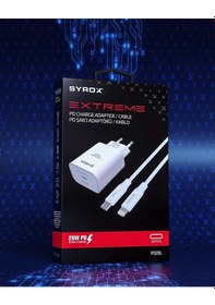 Resim Syrox PD20L 3.0A PD 20 W Type-C To Lightning Şarj Adaptörü Kablo Set 