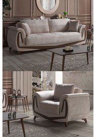 Resim Roco Çekyatlı Koltuk Takımı 3 1 Krem 