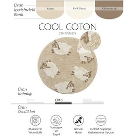 Resim Cool Halı Cool Cotton Ccn 11 Multi Xw Makinede Yıkanabilir Kaymaz Tabanlı Natural Pamuk Dokuma Yuvarlak Bebek Halısı Çok Renkli 