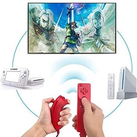 Resim Wii Remote Controller, 2 Packs Upgrade Wii Wireless Controller Compatible with Wii Wii U Console(Deep blue and red) 