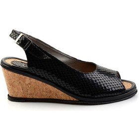 Resim Siyah Leather Kadın Sandalet K05582040507 Siyah 