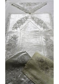 Resim Çeyizlik Kadife Seccade Takımı Krem Bohça Seti 4 Parça (315631371) 