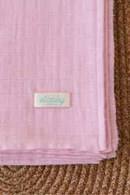 Resim elibaby %100 Organik Pamuk Çift Katlı Müslin Örtü Bebe Pembe (75X85 CM) 