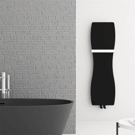 Resim Carisa Hamlets Dikey İnce Tasarım Çelik Radyatör Modern Tasarım Siyah 119X35,3 cm 