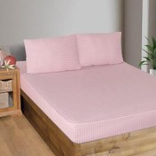Resim Maxstyle Fitted Saten Çift Kişilik Çarşaf + Yastık Kılıfı Pudra 