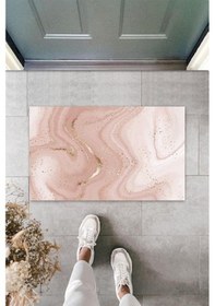 Resim Dijital Modern Dalgalı Pudra Kapı Paspası Dış Mekan Paspas K-3116 