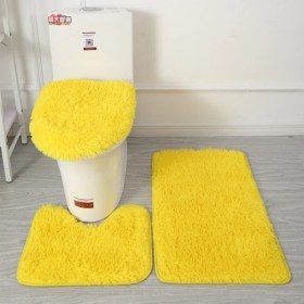 Resim DouranShop No.2 Tarzı Yeni Emici Banyo Tuvalet Kapağı Wc Halı Banyo Tuvalet Kapağı 3 Parça Düz Renk Kaymaz Banyo Paspas Kış Banyo Malzemeleri (Yurt Dışından) 