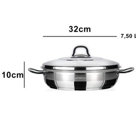 Resim Saphire Paslanmaz Çelik Basık Tencere 32x10 - Çelik Kapak Gri 