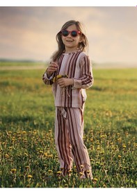 Resim Antebies Organik Pembe Uzun Kollu Kız Çocuk Pijama Takımı Renkli 