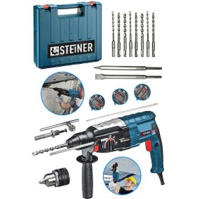 Resim Steiner 4000 W Darbeli Kırıcı Delici Matkap + Mandren + 10 Parça Uç 