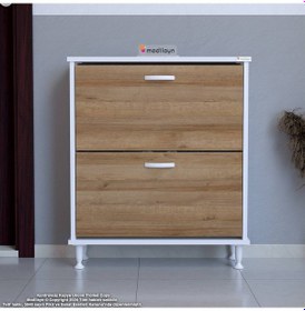 Resim Modilayn Umay Kapı Önü 72 X 86 X 25, 5 Cm Lik 2 Düşer Kapak 4 Göz Bölmeli Ayakkabılık Beyaz - Cordoba 