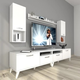 Resim Decoraktiv Eko 5220DA Mdf Retro Tv Ünitesi Tv Sehpası - Parlak Beyaz 