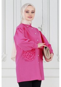 Resim Sevitli Önü Gül Detaylı Tunik-fuşya-3633-fuşya Fuşya 