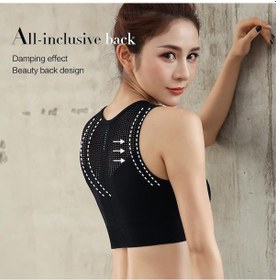 Resim Mavi Kadın Orta Dikişsiz Kazak Spor Sütyeni Rahat Mavi 