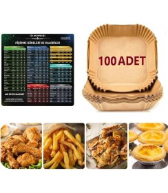 Resim Dora Shopping Bor Airfryer Pişirme Kağıdı 100 Adet Fritöz Pişirme Kağıdı,fritöz Yağlı Kağıdı, Yanmaz Kağıt 