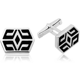 Resim Inure Jewelry Gümüş Desenli Kol Düğmesi 