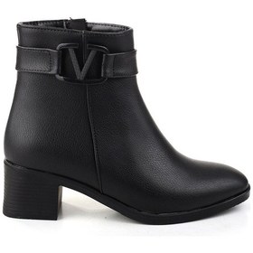 Resim Papuç Sepeti Um848 5 Cm Topuklu Kaymaz Taban Günlük Kadın Bot Siyah 