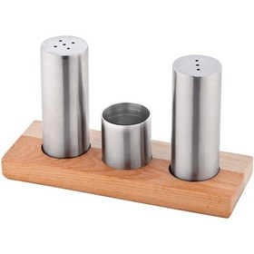 Resim Yiğitsan No.1 Tuzluk Set Ahşap Dizayn Metal Tuzluk Kürdanlık Seti Gri 