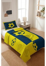 Resim Futbol Temalı Kadife Kumaş Çocuk Ve Genç Yatak Örtüsü Seti 2 Parça Tky0037 Çok Renkli 