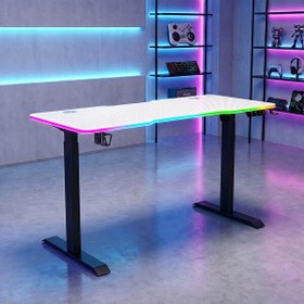 Resim Karr Gaming G-Flex G1S6 Elektrikli Yükseklik Ayarlı RGB Aydınlatmalı Oyuncu Masası - 160x80 Beyaz-Siyah 